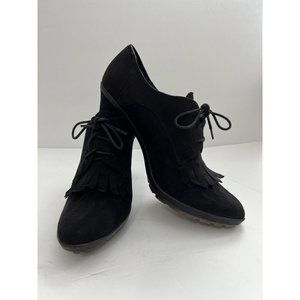 Tahari Black Leather Oxford Stiletto Heels Temple US Size 8.5 Menswear C…